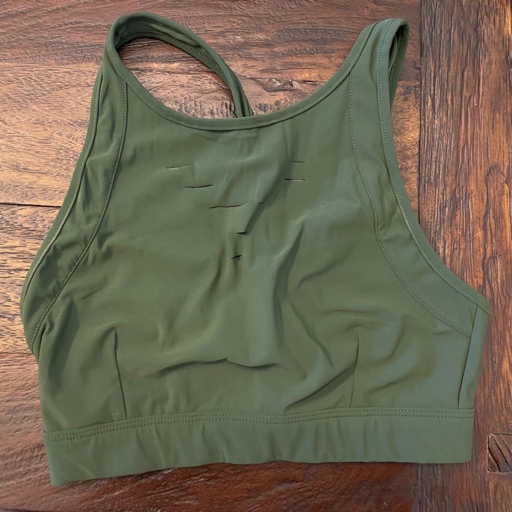 Alo Yoga Ripped Warrior Sports Bra. Hunter Green. Size Small